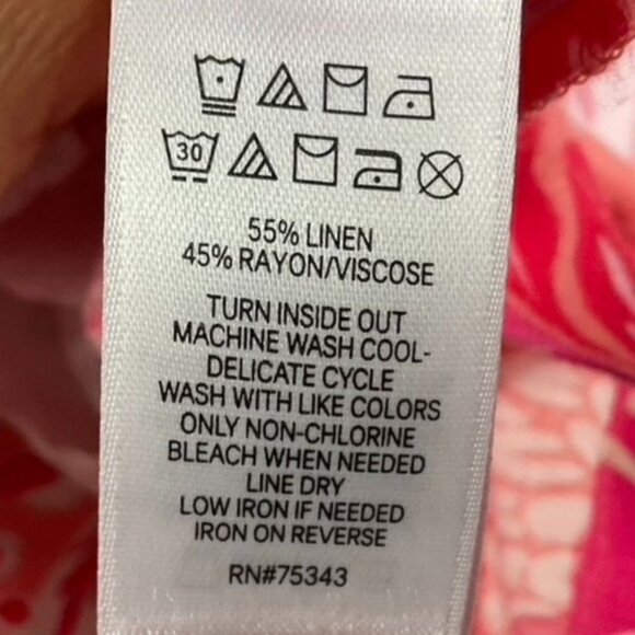 Sigrid Olsen Floral Hawaiian Print 3/4 Bell Sleeve Linen Blend Shift Dress, US10 - Picture 11 of 11